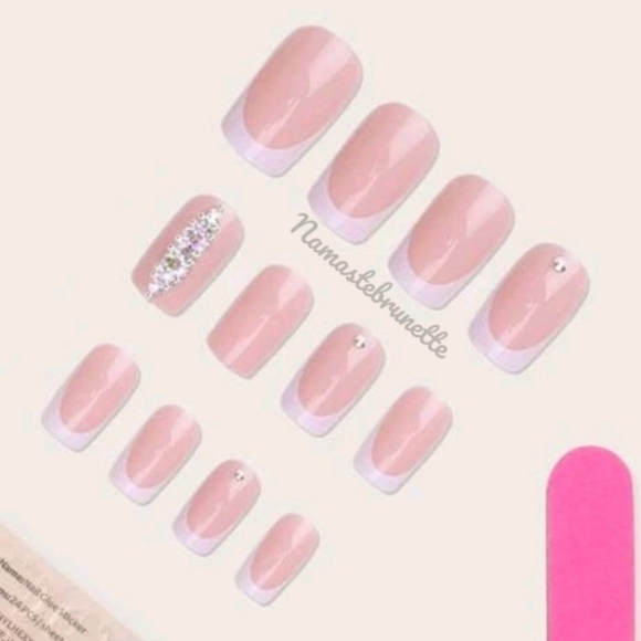 2/$16 Rhinestone French Manicure Press on Nails - Picture 5 of 13